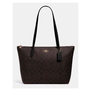 NWT Coach Signacture Zip  Canvas Tote Bag